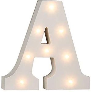 Out of the Blue 57/6074 - houten letter ""A"" verlicht met 8 LED-lampen, werkt op batterijen, ca. 16 cm