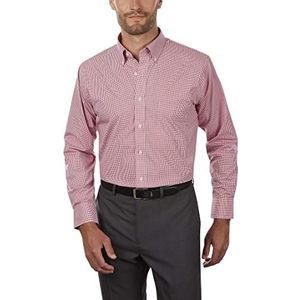 Van Heusen Men's Regular Fit Gingham Button Down Collar Dress Shirt, Red Henna 3X-Large