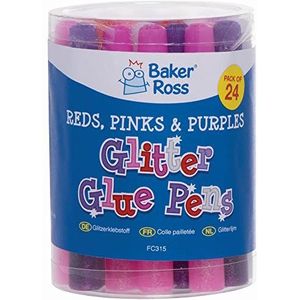 Baker Ross Valentijnsdag Glitter lijmsticks - 24 stuks, Glitter knutselspullen voor kinderen (FC315)