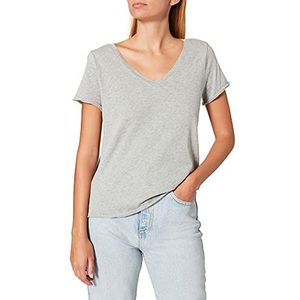 Marc O'Polo Denim Dames T-shirt met V-hals, comfortabel bovendeel van biologisch katoen, urbane shirt met korte mouwen voor vrouwen, grijs (903), XS