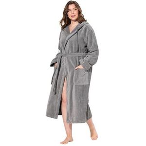 Ulla Popken - Badjas - Betongrijs - A-lijn - Dames