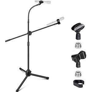 CAHAYA CY0319 3-in-1 microfoonstandaard met 2 verschillende clips, in hoogte verstelbaar microfoonstatief voor concert, videoconferentie, podium, bruiloft