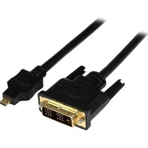 StarTech.com 1m Micro HDMI naar DVI-kabel - Micro HDMI naar DVI-adapterkabel - Micro HDMI Type-D apparaat op DVI-D single-Link Monitor/Display/Projector Monitor/Converterkabel - Robuust (HDDDVIMM1M)