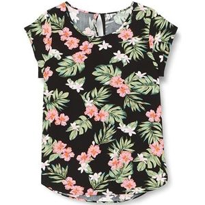 ONLY Dames Onlnova Life Vis S/S Top AOP blouse met korte mouwen, zwart, 38