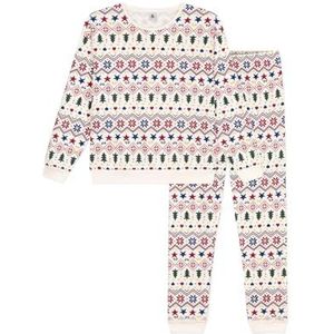 PETIT BATEAU - Bedrukte Pyjama - Blauw - Katoen - Kerstprint