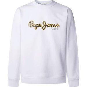 Pepe Jeans Heren Dorian Crew Sweatshirt, Wit (Wit), S, Wit (wit), S