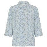 Cream - Blouse 'Tiah' - Azuur - Donkerblauw - Lichtgeel - Klassieke Blouse