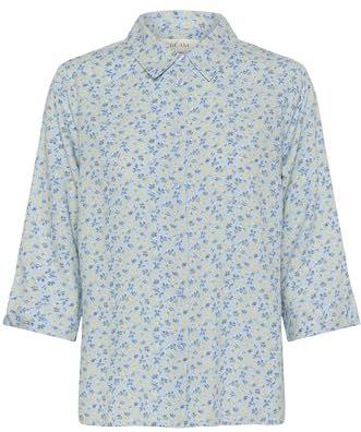 Cream - Blouse 'Tiah' - Azuur - Donkerblauw - Lichtgeel - Klassieke Blouse