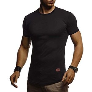 Leif Nelson - LN8294 - T-shirt - Zwart - Slimfit - Korte Mouwen