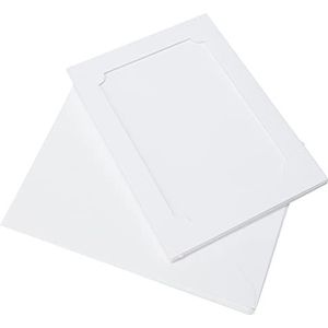 Papermania Kaarten/enveloppen foto-fit diafragma, pak van 4, 300 g/m², wit, 5 x 7, kaartenset voor verjaardagskaarten, bedankkaarten, Valentijnsdag, babyshower en trouwkaart, ideaal voor thuis