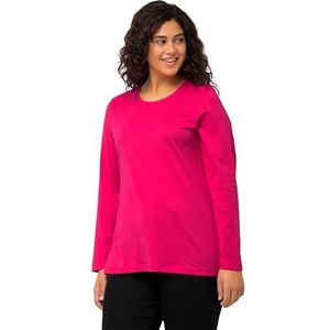 Ulla Popken - Slim Shirt - Magentapink - Lange Mouwen - Ronde Hals