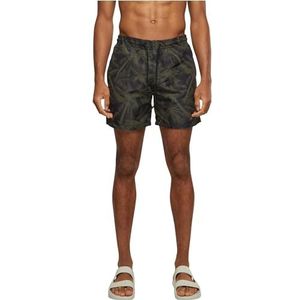 Urban Classics - Palm Zwemshorts - L - Zwart/Groen