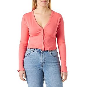 NOISY MAY Dames Nmdrakey L/S Cropped Cardigan Fwd Noos gebreide jas, Sun Kissed Coral, M