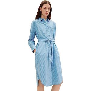 TOM TAILOR Dames Jurk 1032517, 30198 - Blue White Thin Stripe, 44