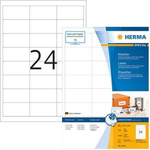 HERMA 4814 universele etiketten voor inkjetprinters A4 (66 x 33,8 mm, 100 velles, papier, mat) zelfklevend, bedrukbaar, permanente klevende stickers, 2400 etiketten voor printer, wit
