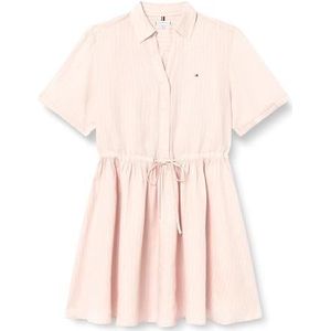 TOMMY HILFIGER Dames ESS linnen S/S KORTE JURK WW0WW44672, roze, 46, Roze (Foggy Pink Stp), 72 NL