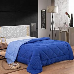 Herzberg Home & Living 2 personen, bedrukt, van 100% microvezel, hoge kwaliteit, Öko-Tex-standaard 100, tweekleurig, blauw-hartberg HG2420BCO-BLU, polyester, 240 x 200 cm