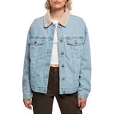 Urban Classics Dames oversized Sherpa Denim Jacket Jacket, Clearblue Bleached, L dames, clearblue bleached, L