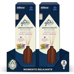 Glade Aromatherapy Geurstokjes Moment of Zen [Lavendel & Sandalwood], vloeistof met etherische oliën, 16 rotanstokjes, meer dan 90 dagen houdbaarheid, 2 stuks