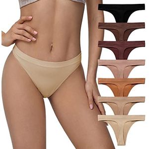SHARICCA Seamless Thongs for Women Sexy Breathable No Show Thong Underwear Women Multiple Pack, S, 7P01