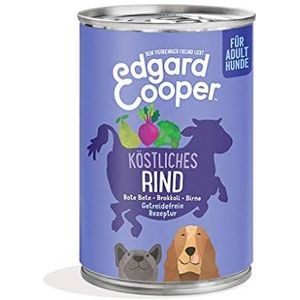 Edgard & Cooper Hondenvoer voor volwassenen, natvoer, natvoer, natuurlijk rundvlees, 400 g x 6, met veel vers vlees en voedzame ingewanden, evenwichtige premium voeding