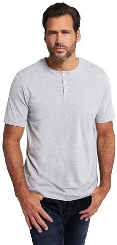 JP 1880 Heren grote maten grote maten Menswear L-8XL Henley, Basic, knoopsluiting, halve mouwen grijs gemêleerd 3XL 726695123-3XL, grijs melange, 3XL
