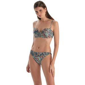 Dagi Terracotta-Blue Fashion Knitted Underwire Strapless Full-Cup Verwijderbare Strap Bikini Top, Terracotta-Blauw, 38, Terracotta-blauw, 38