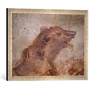 Ingelijste afbeelding van Pompeii Pompeji, Casa M.L.Fronto, bruine beer, kunstdruk in hoogwaardige handgemaakte fotolijst, 60 x 40 cm, zilver Raya