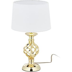 Relaxdays touch lamp modern, tafellamp 3 standen dimbaar, nachtlamp, woonkamer, E14, 43.5x25 cm, goud/wit