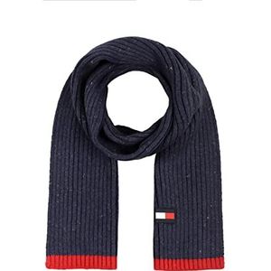 Tommy Hilfiger Mannen Rubber vlag Patch Getipt Rib Sjaal, Sky Captain, One Size, Sky-kapitein, One Size