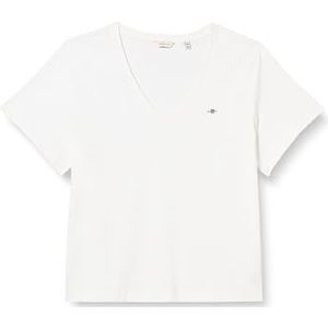 GANT Dames Reg Shield Ss V-hals T-shirt, wit, XL