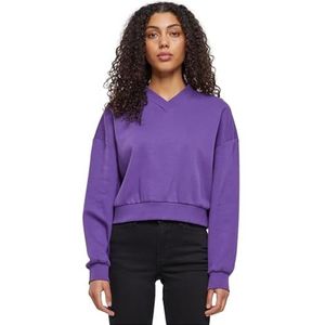 Urban Classics Cropped V-hals sweatshirt voor dames, Realviolet, XS