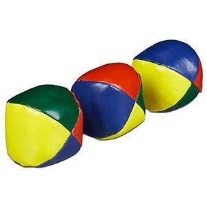 Relaxdays jongleerballen set van 3, voor beginners & professionals, zacht, Ø 6cm, voor kinderen & volwassenen, kleurrijk