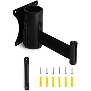 QWORK® oprolbare afzetlint, veilig remsysteem en personengeleidingssysteem met 3 m oprolbare gordel, zwart