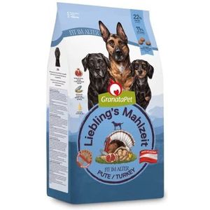 GranataPet Lieblings's Maaltijd Kalkoen Fit op oudere leeftijd, droogvoer voor honden, hondenvoer zonder granen en zonder suikertoevoegingen, volledig voer, 4 x 1,8 kg