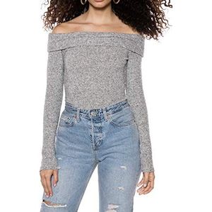 Ivy Revel DE Dames Off Shoulder Soft Knit shirt met lange mouwen, grijs (Light Grey Melange 50), S