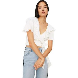 TRENDYOL Dames Vele Volumeerde Blouse, ecru, 40