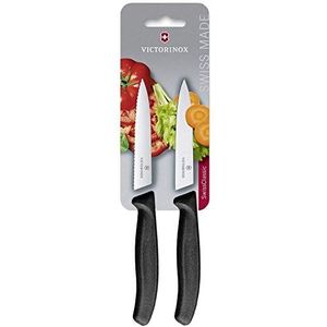 Victorinox, 6.7793.B, Swiss Classic, Gemüsemesser-Set, 2-teilig, Extra scharfe Klinge, robuster Kunststoff-Griff, Schwarz, Made in Switzerland, Spülmaschinengeeignet