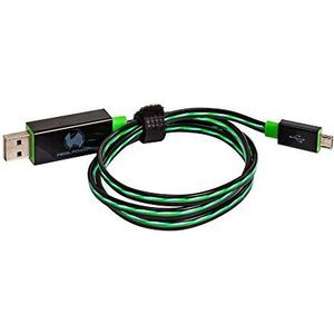 Realpower LED floating kabel, Floating kabel micro-USB, zwart/groen