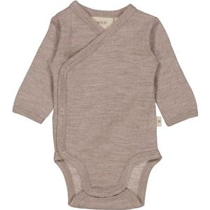 Wheat Wol, bodysuit met lange mouwen, grijs kaki melange, 74/9m