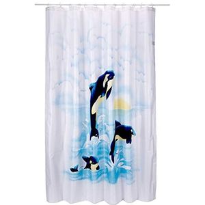 Spirella Gordijn textiel Orca water 180 x 200 1231176, wit, Estandar