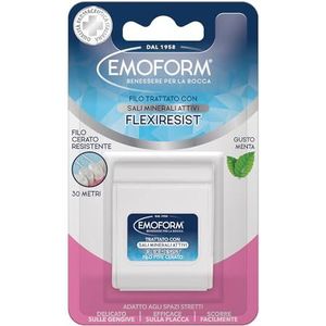 Emoform Flexiresist gewaxte tandzijde, behandeld met minerale zouten en munt, 30 m, zacht ontstoken tandvlees met optimaal glijvermogen voor een grondige tandreiniging.