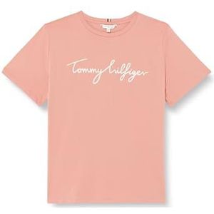 Tommy Hilfiger Dames CRV Reg C-Nk Signature Tee Ss S/S gebreide tops, roze, 54, Theeaberry Blossom, 54