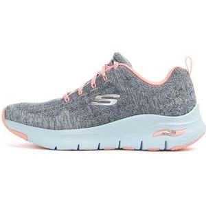 Skechers Dames Arch Fit Comfy Wave Sneaker, Grijze gebreide roze rand, 35 EU