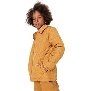 Trendyol Heren Regular Basic Plain geweven winterjas mantel voor kinderen, Kameel, 4–5 años