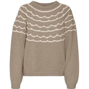 VERO MODA VMCHARMAINE LS O-Neck Pullover GA Boo, Silver Mink/Detail: w. Birch, M