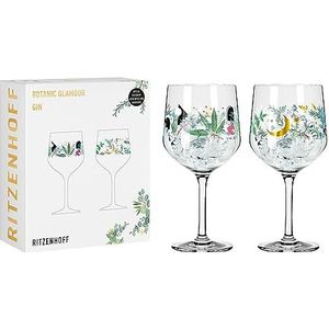 Ritzenhoff 3882001 Gin Glas 700 ml - Set van 2 - Serie Botanic Glamour - 2 kelken met sterren maanmotief - Made in Germany