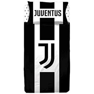 Juventus F.C. Beddengoedset voor eenpersoonsbed, 100% katoen, wit, zwart