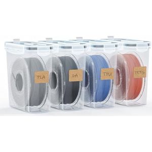 YOOPAI Filament opbergdoos, 4 stuks filamentcontainers voor 3D-printen, filamentverzegeling en bescherming, draagbare opslag met droogmiddel en etiketten, water- en stofdicht, 4,0 l