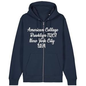 AMERICAN COLLEGE USA Sweatshirt met ritssluiting, marineblauw, maat M, ontspannen, Blauw, M